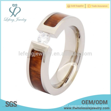 Mens titanium wood wedding thumb ring,silver titanium ring with wood inlay